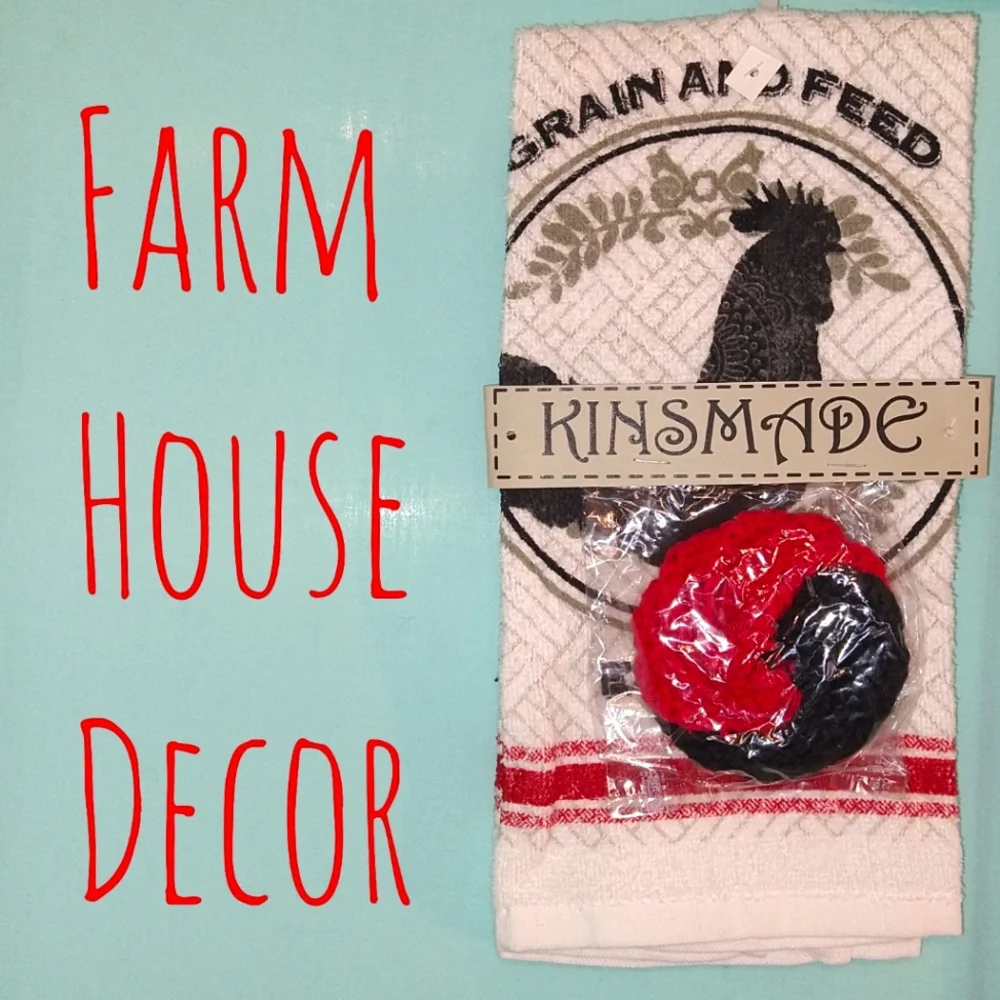 Rooster Kitchen towel wash cloth gift set